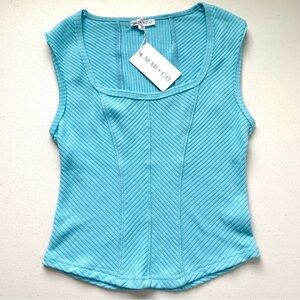 🌞 50% OFF! AEMI + CO | Adelle Sweetheart Tank Turquoise Blue NWT